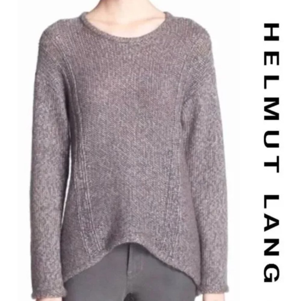 Helmut by Helmut Lang Crew Neck High Low Alpaca Wool Blend Sweater